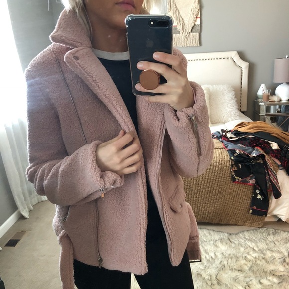 Missguided Jackets & Blazers - Pink faux shearling jacket